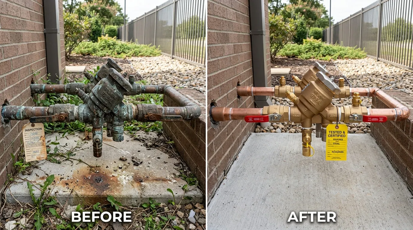 Backflow Testing Repair and Replacement Before and After Results - Eiber Lake Plumbers Lakewood CO