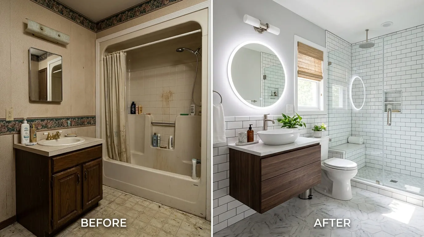 Bathroom Remodeling Before and After - Eiber Lake Plumbing Lakewood CO
