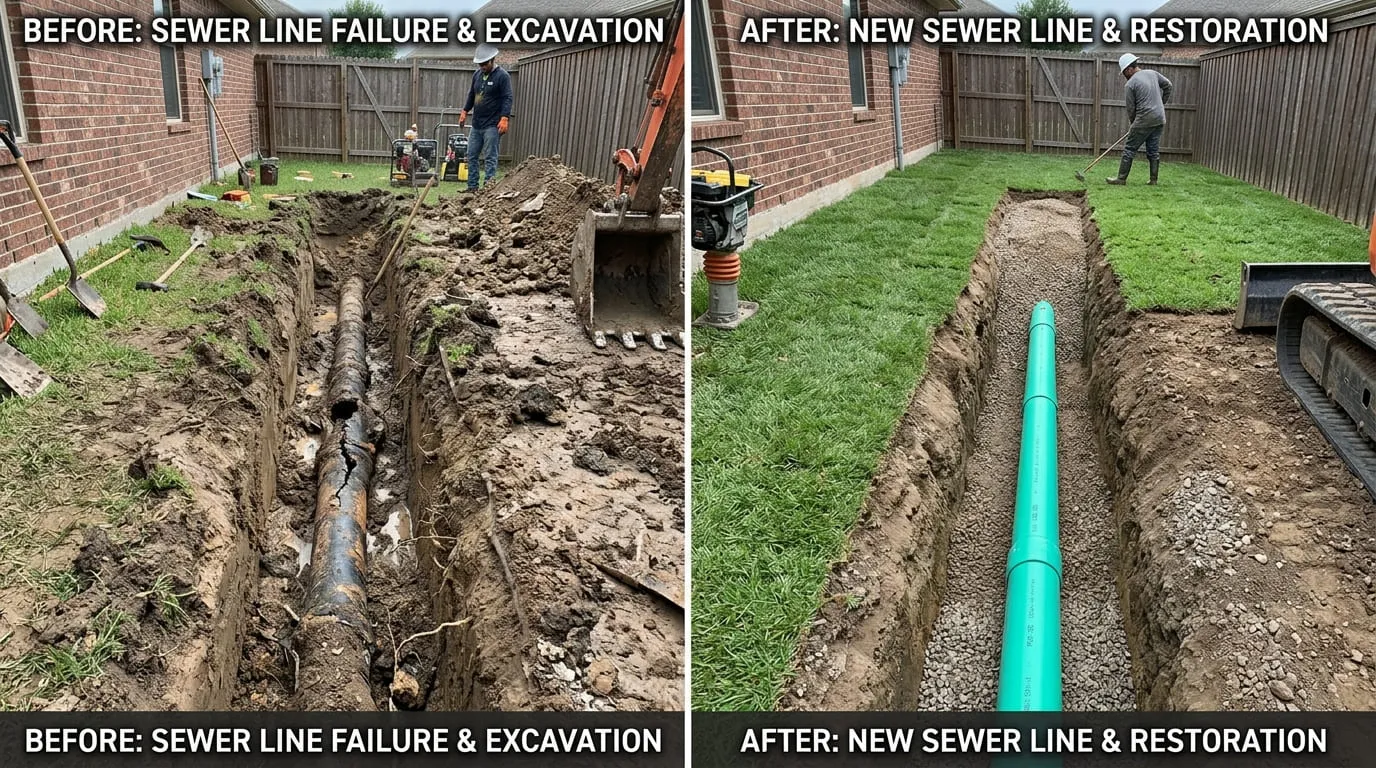 Sewer Line Repair & Replacement Before and After - Eiber Lake Plumbers Lakewood CO