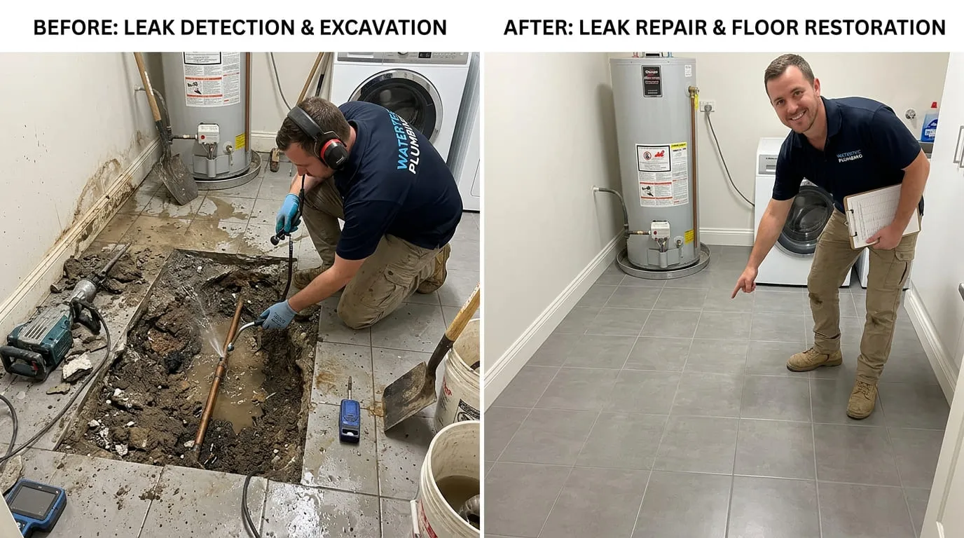 Slab Leak Repair Before and After - Eiber Lake Plumbers Lakewood CO