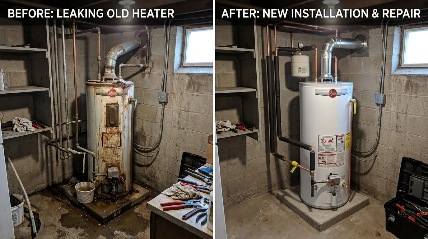 Water Heater Replacement Before After Lakewood
