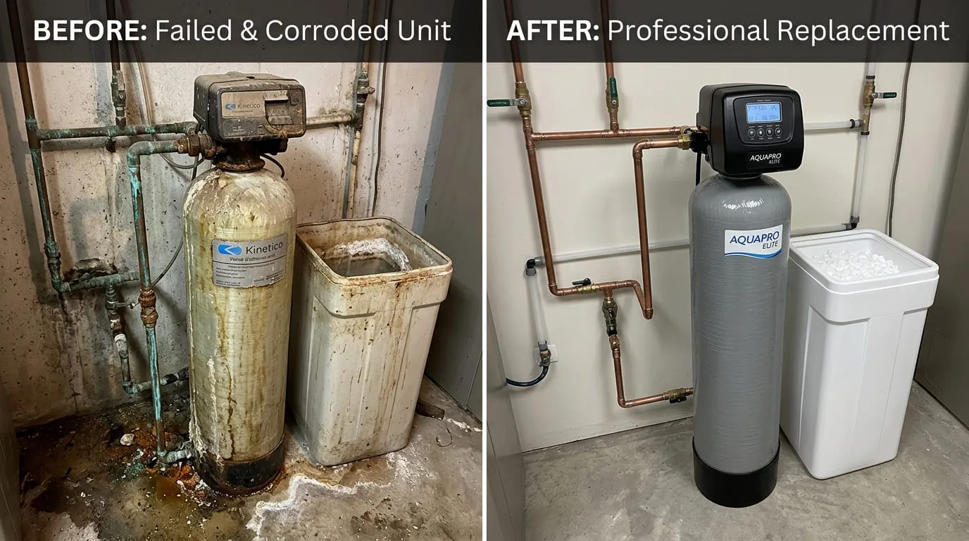 Water Softener Replacement Before and After — Eiber Lake Plumbers Lakewood CO